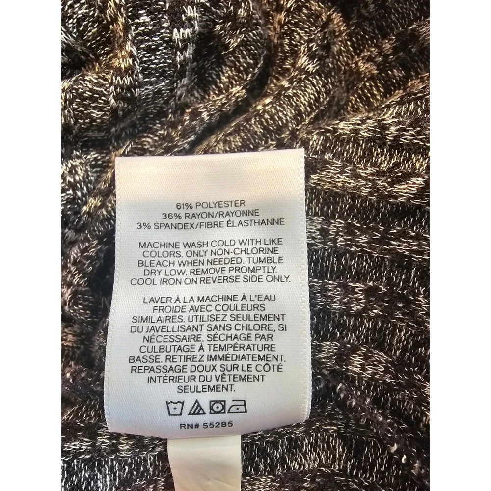 Womens szL EXPRESS Gray Textured Ribbed Deep V Neck Long Sleeve Sweater Top Fall